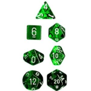 Chessex Mini Translucent Green & White Dice Set